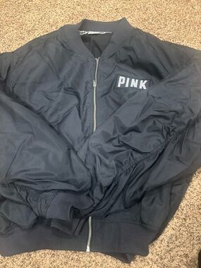 PINK Victoria's Secret black Bomber Jacket with Logo